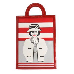 CHANEL Chocolate Bar Mademoiselle Tote Bag Patent Leather Red Black 90250787